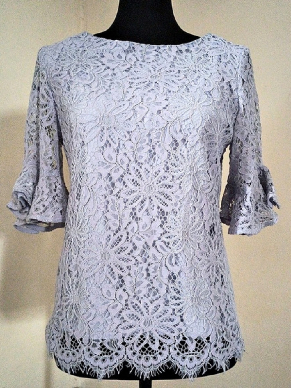 Nanette Lepore Floral Lace Blouse in Blue Small Like New